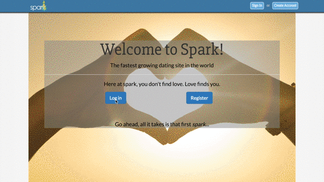 Animated image of spark website